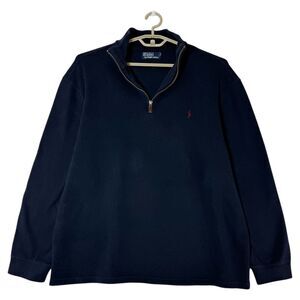 Vintage Polo Ralph Lauren Mens 1/4 Zip Pullover Sweater Navy Blue Sz‎ XXL Preppy